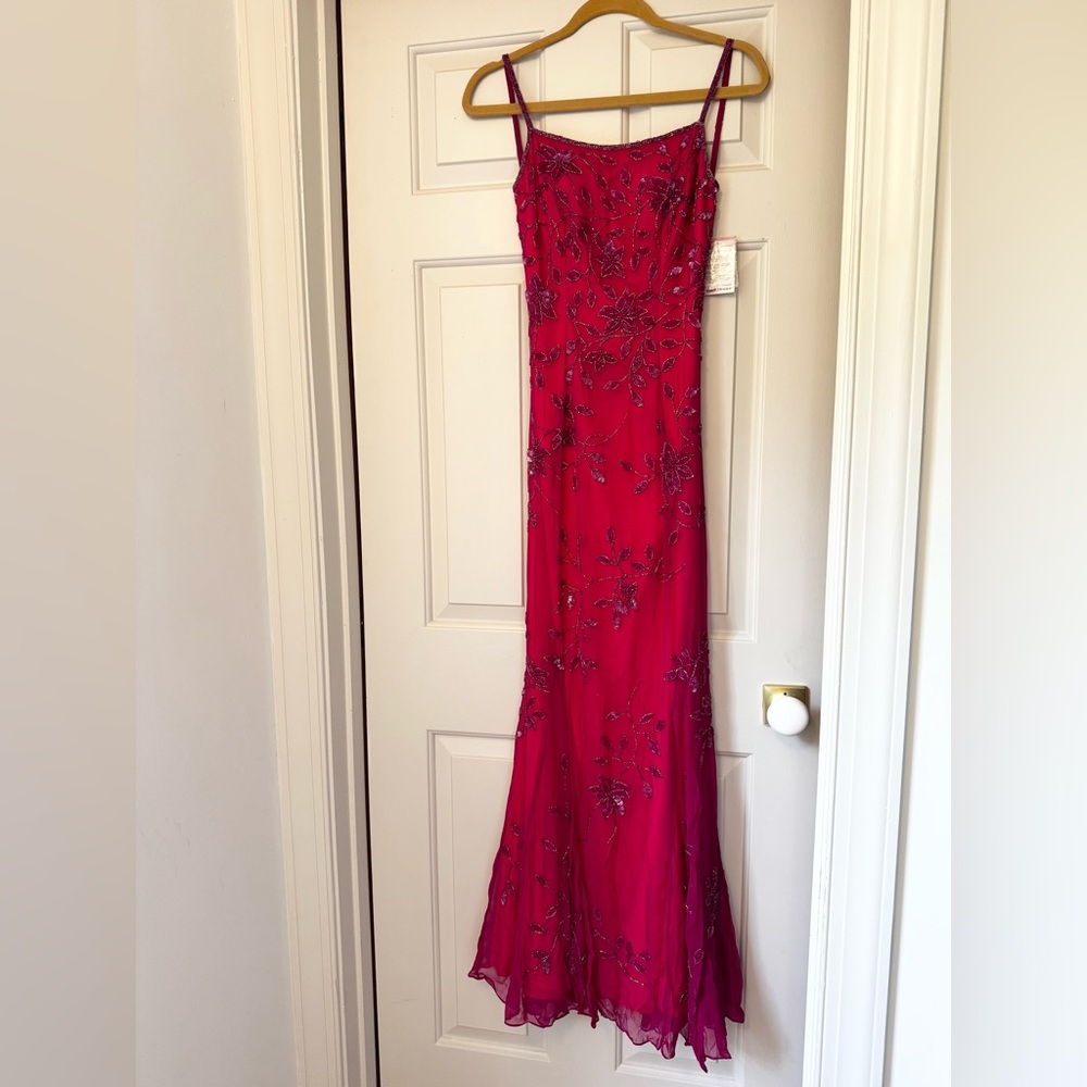 Cache Y2K Pink Beaded Gown